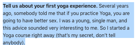 The response from a male yogi in the community.